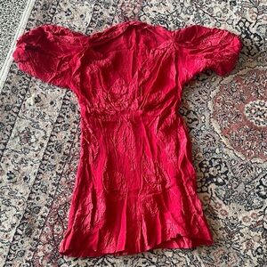 Vintage Red Dress with Puff Sleeves